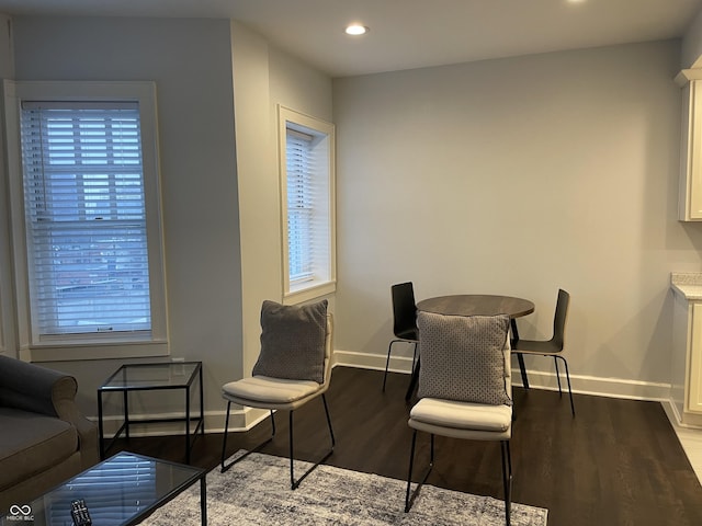 dining room featuring a wealth of natural light and light hardwood / wood-style floors