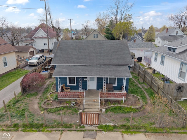 aerial view with a residential view