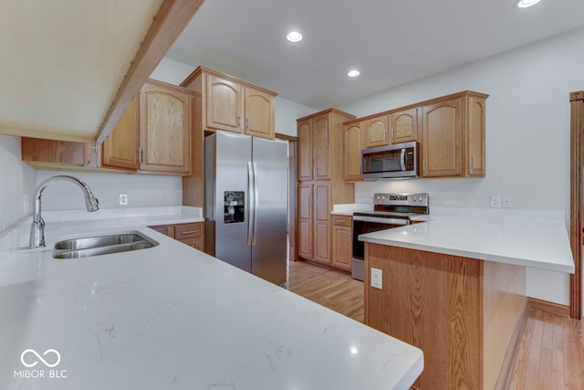 kitchen featuring light hardwood / wood-style floors, sink, and stainless steel appliances