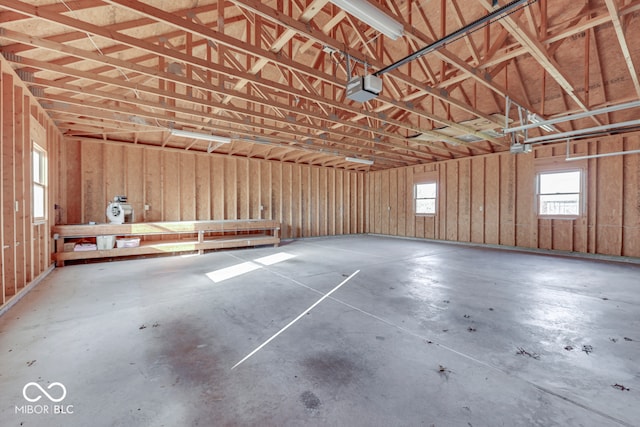 garage with a garage door opener