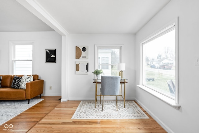 office area featuring hardwood / wood-style floors