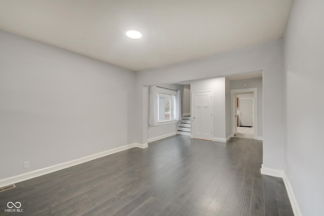 spare room featuring dark hardwood / wood-style floors