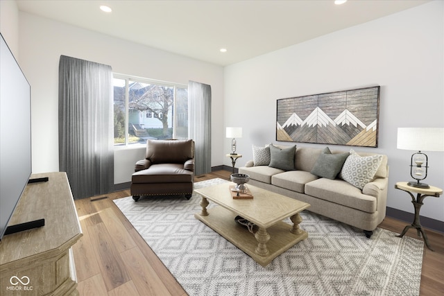 living room featuring light hardwood / wood-style flooring