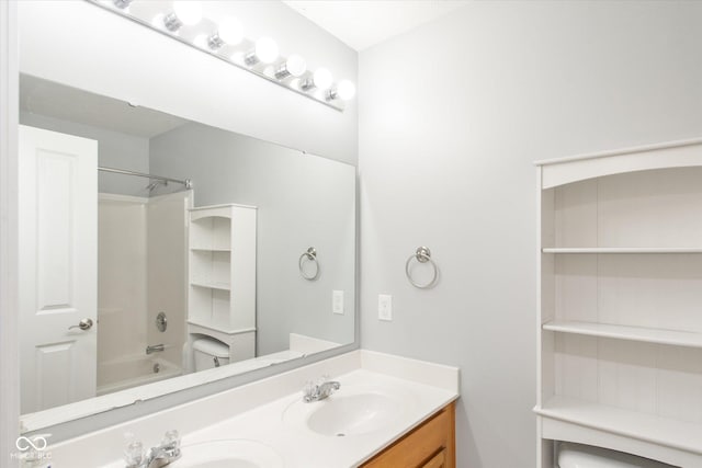 bathroom with vanity and tub / shower combination