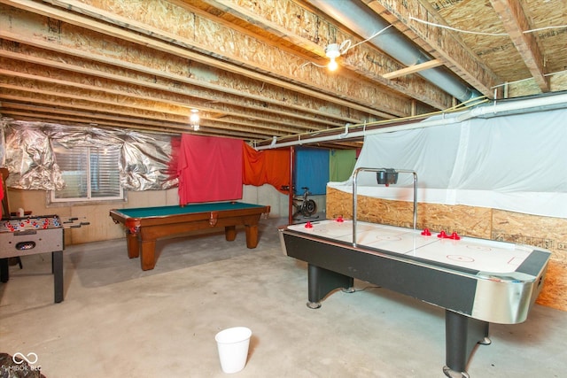 game room featuring concrete floors and billiards