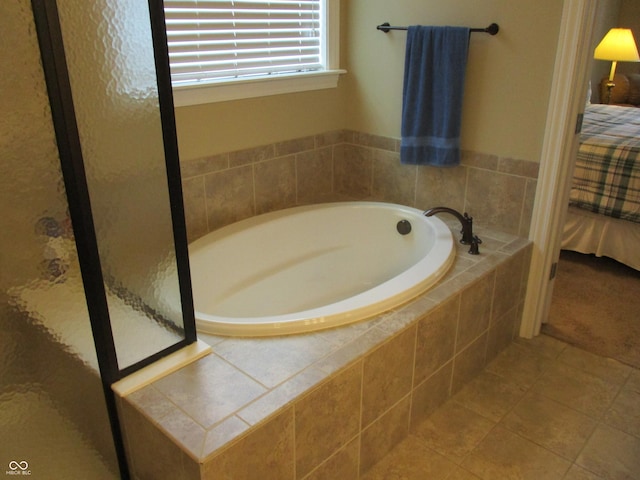 bathroom featuring plus walk in shower