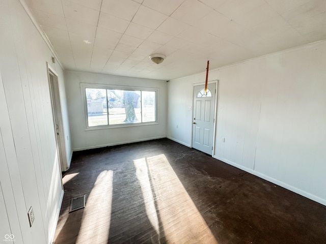 spare room with dark hardwood / wood-style floors