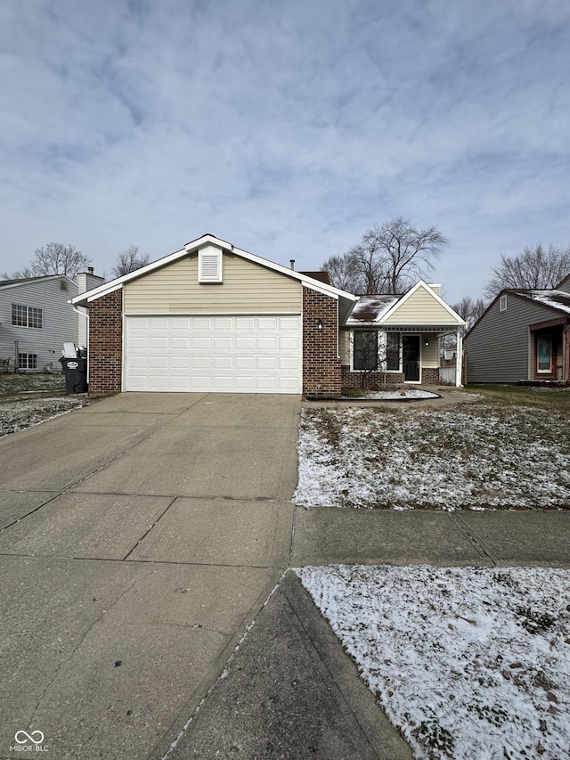 view of front of property featuring a porch and a garage