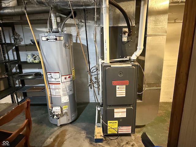 utility room featuring gas water heater