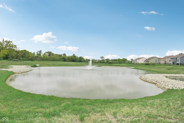 surrounding community with a lawn and a water view