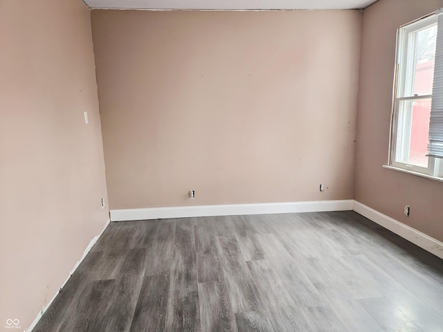 empty room featuring a healthy amount of sunlight and hardwood / wood-style flooring