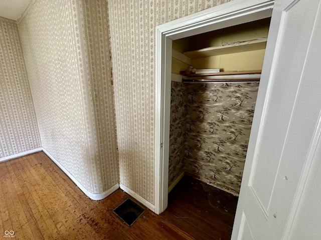 bathroom with hardwood / wood-style flooring