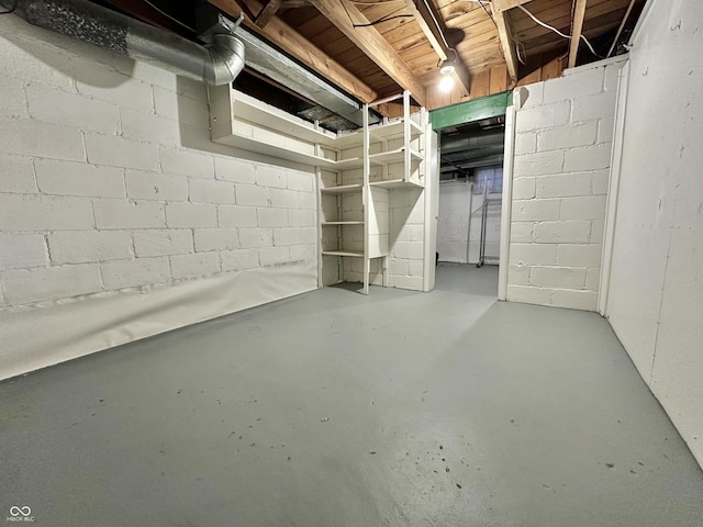 view of unfinished basement
