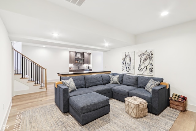 living room featuring light hardwood / wood-style flooring