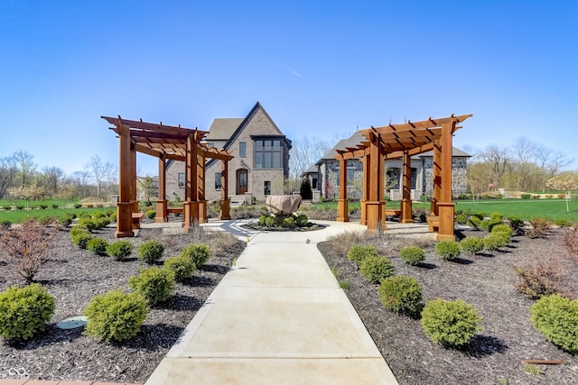 view of property's community featuring a pergola