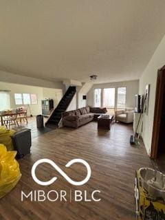 living room featuring dark hardwood / wood-style floors