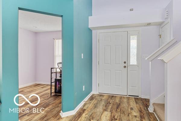 foyer entrance featuring wood-type flooring