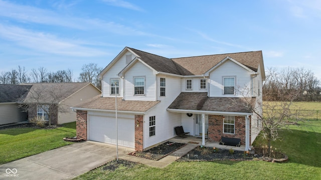 front of property featuring a garage and a front lawn