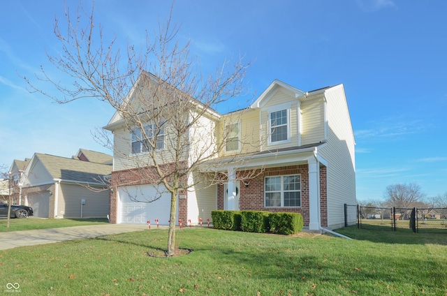 view of front of house featuring a garage and a front yard