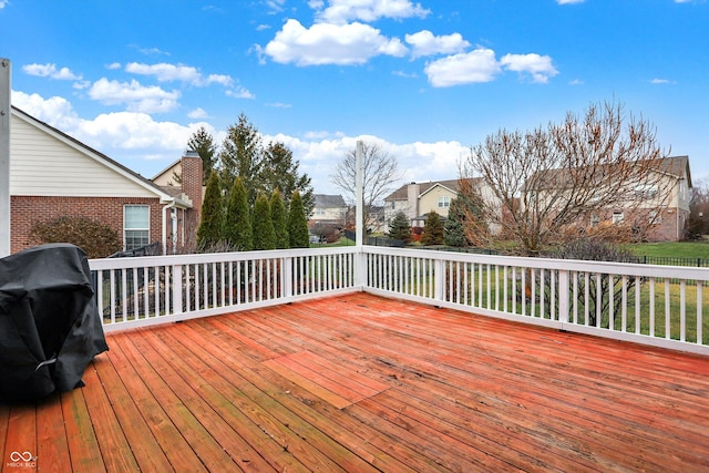 deck featuring grilling area