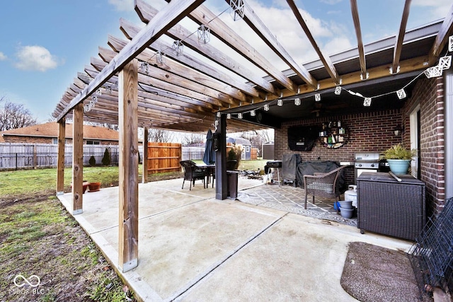 view of patio featuring a pergola