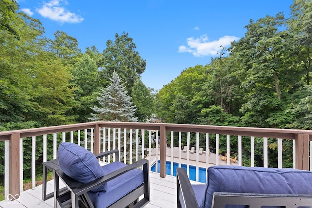 7701 Center Lake Rd, Nineveh, IN 46164 - wooden terrace with a wooded view