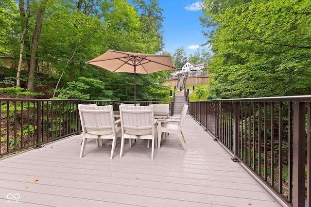 7701 Center Lake Rd, Nineveh, IN 46164 - wooden terrace featuring outdoor dining area