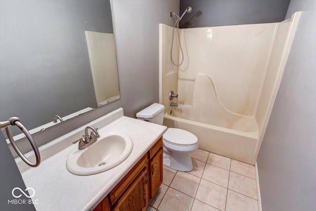 full bathroom with tile patterned flooring, vanity, toilet, and shower / washtub combination