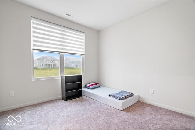 unfurnished bedroom with light colored carpet