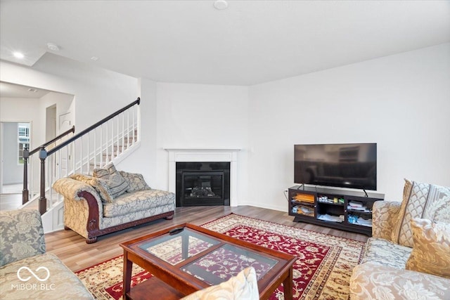 living room featuring wood-type flooring