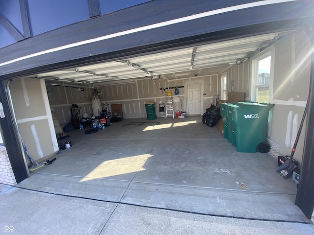 garage with gas water heater