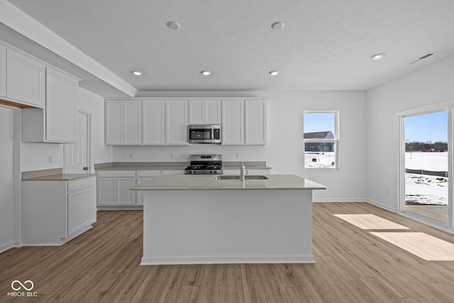 kitchen featuring plenty of natural light, visible vents, stainless steel appliances, and a sink