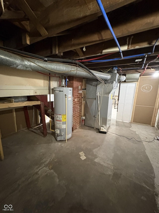 basement with water heater