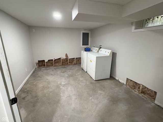 clothes washing area with independent washer and dryer