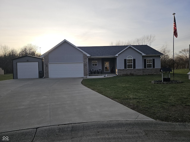 ranch-style house with a lawn