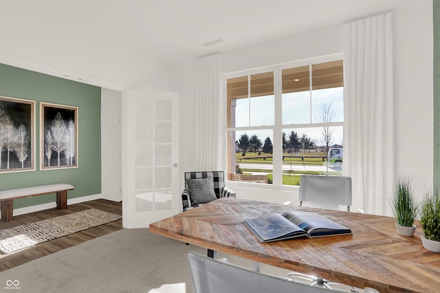 office area featuring dark hardwood / wood-style floors