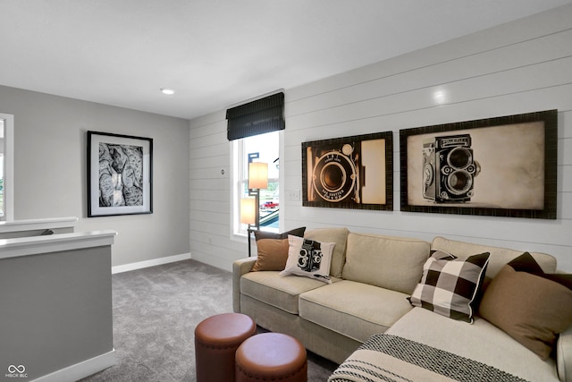 carpeted living room featuring a healthy amount of sunlight