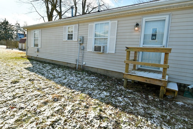 view of snow covered exterior