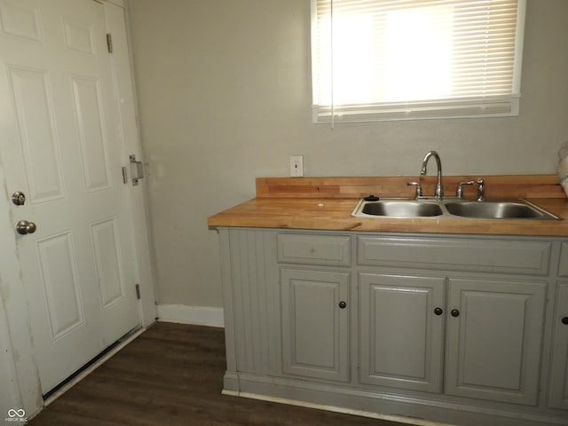 bathroom with sink and hardwood / wood-style flooring