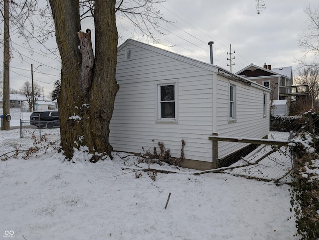 view of snow covered exterior