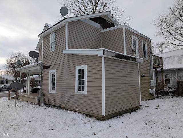 view of snow covered exterior