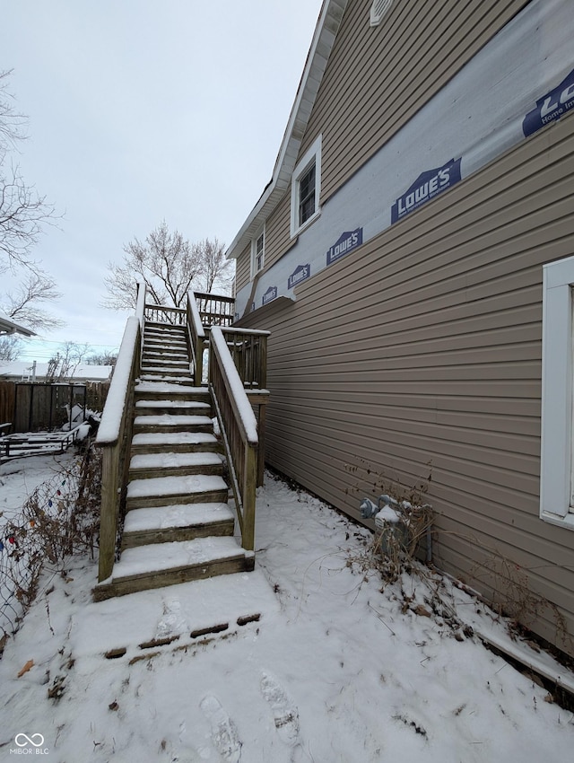 view of snow covered property