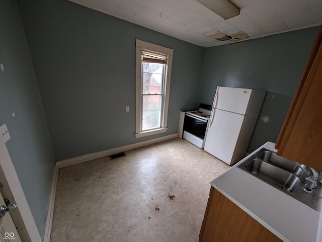 kitchen featuring sink and white appliances