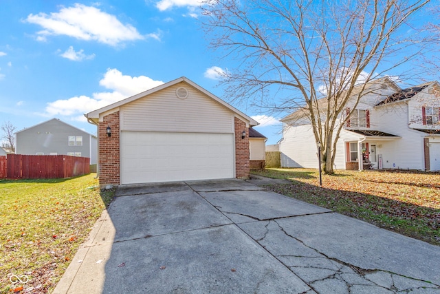 view of property exterior with a yard and a garage