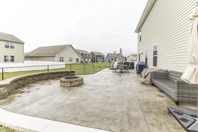 view of patio featuring a fire pit and grilling area