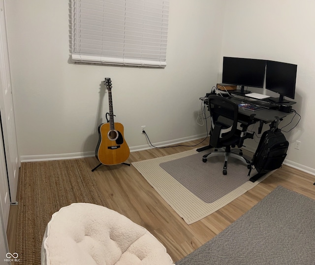 office area featuring hardwood / wood-style flooring