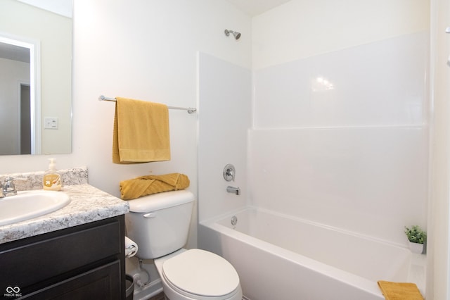 full bathroom featuring vanity, shower / bathtub combination, and toilet