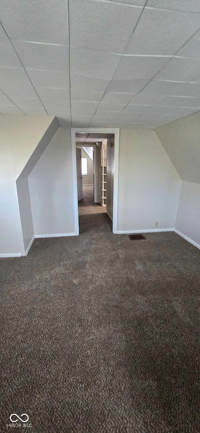 additional living space featuring dark carpet