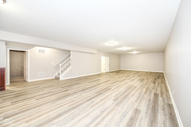 interior space with light hardwood / wood-style floors