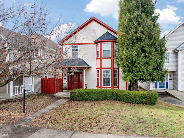 view of front of home with a front yard